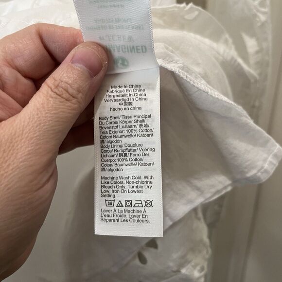 J. Crew Factory Womens Eyelet Tiered Long Sleeve Top Size XS White Keyhole - Picture 9 of 12